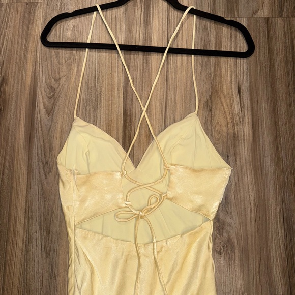 THE SOPHIA SATIN MAXI DRESS YELLOW by Hello Molly - Picture 7 of 9